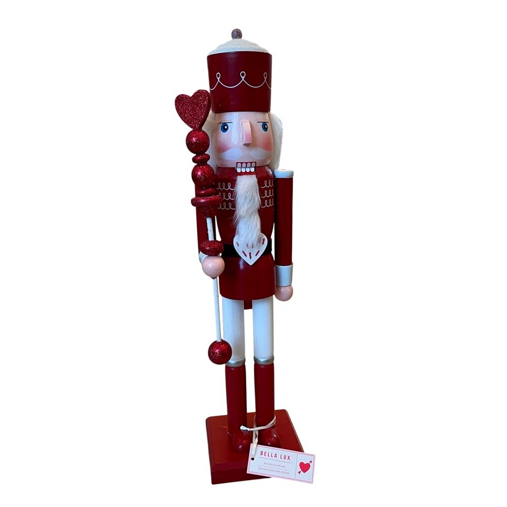 Valentine's Day HEART King Nutcracker 22in Red & White Bella Lux XO Love NEW